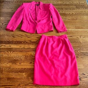 Vintage Sasson Hot Pink Two-Piece Skirt Suit